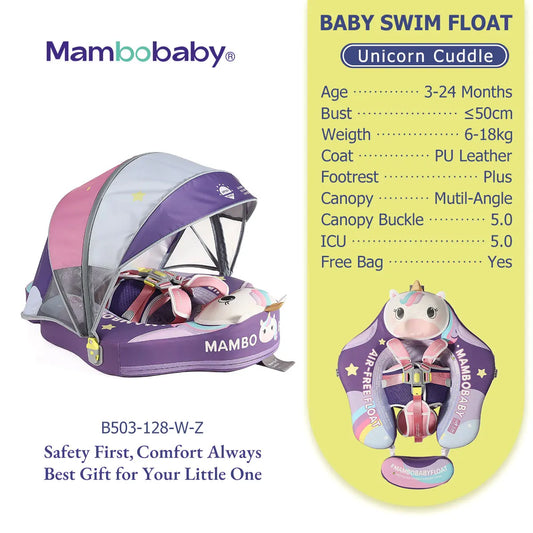 Mambobaby Float Safe Solid Core Unicorn Baby Pool Ring