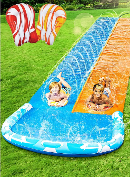 Joyfy Water Slide With Dual Bodyboards For Backyard Fun